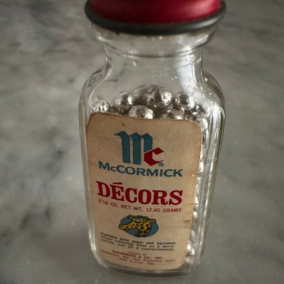 Vintage House Of McCormick Decors Silver Dragees Giraffe Label Bottle Baking Mem - Picture 11 of 13